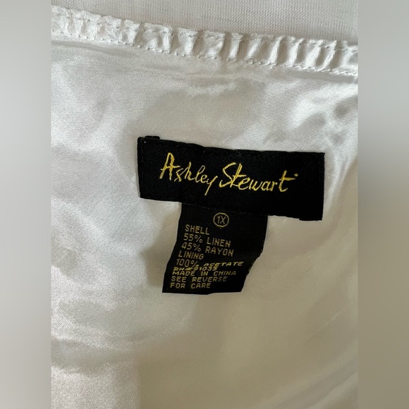 Ashley Stewart Dress Women Plus 1X Slip Midi Linen Blend Layered Lined White - Picture 8 of 12